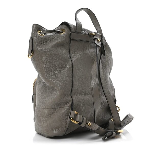 PRADA Vitello Daino Backpack Argilla Leather Front Pocket Shoulder Bag Gray main image 8